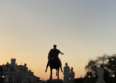 Statue Marc Aurel Kapitol Rom Sonnenuntergang Piazza del Campidoglio